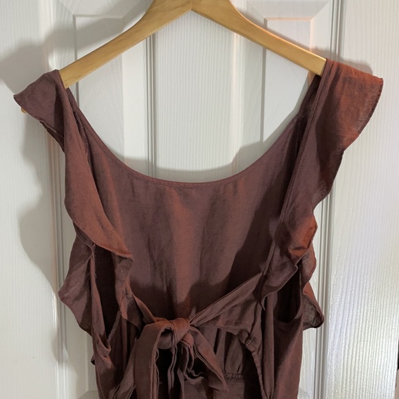 Free People Collette Linen Blend brown mini dressL - Picture 6 of 10